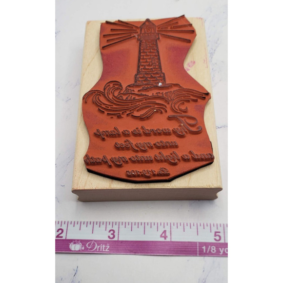 Religious Light House Rubber Stampede Wood Stamp Thy Word is a Lamp Psalms - Picture 6 of 7